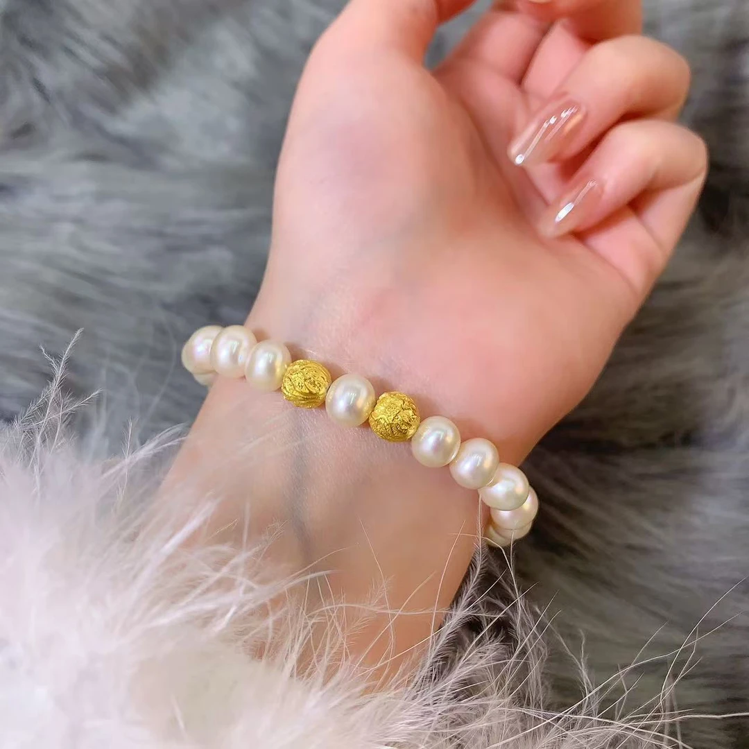 【伟新源】足金999 古法工艺 百财珍珠手串3.87克（拍下备注手围）