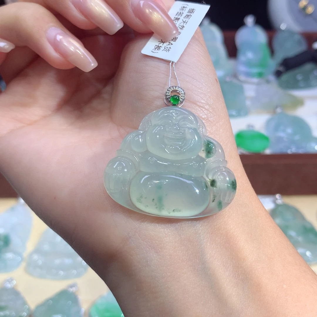 吊坠(不含链)18K金镶嵌翡翠
