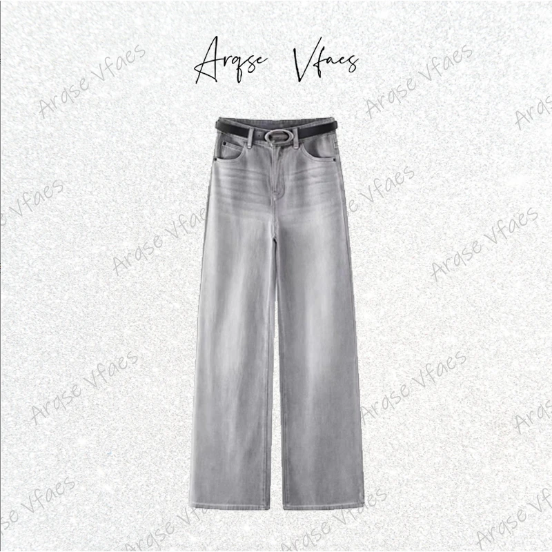 艾诺丝服饰2025新款直筒休闲轻奢水洗高腰气质牛仔裤-40413206