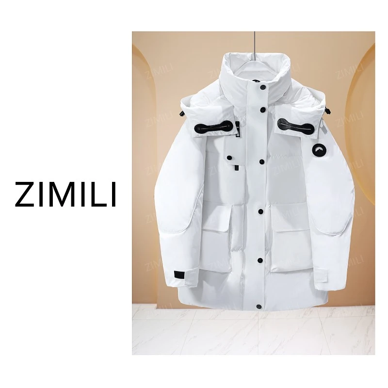 【亮哥女装】2025冬季新品月光白90绒高蓬松加厚连帽羽绒服25706-1