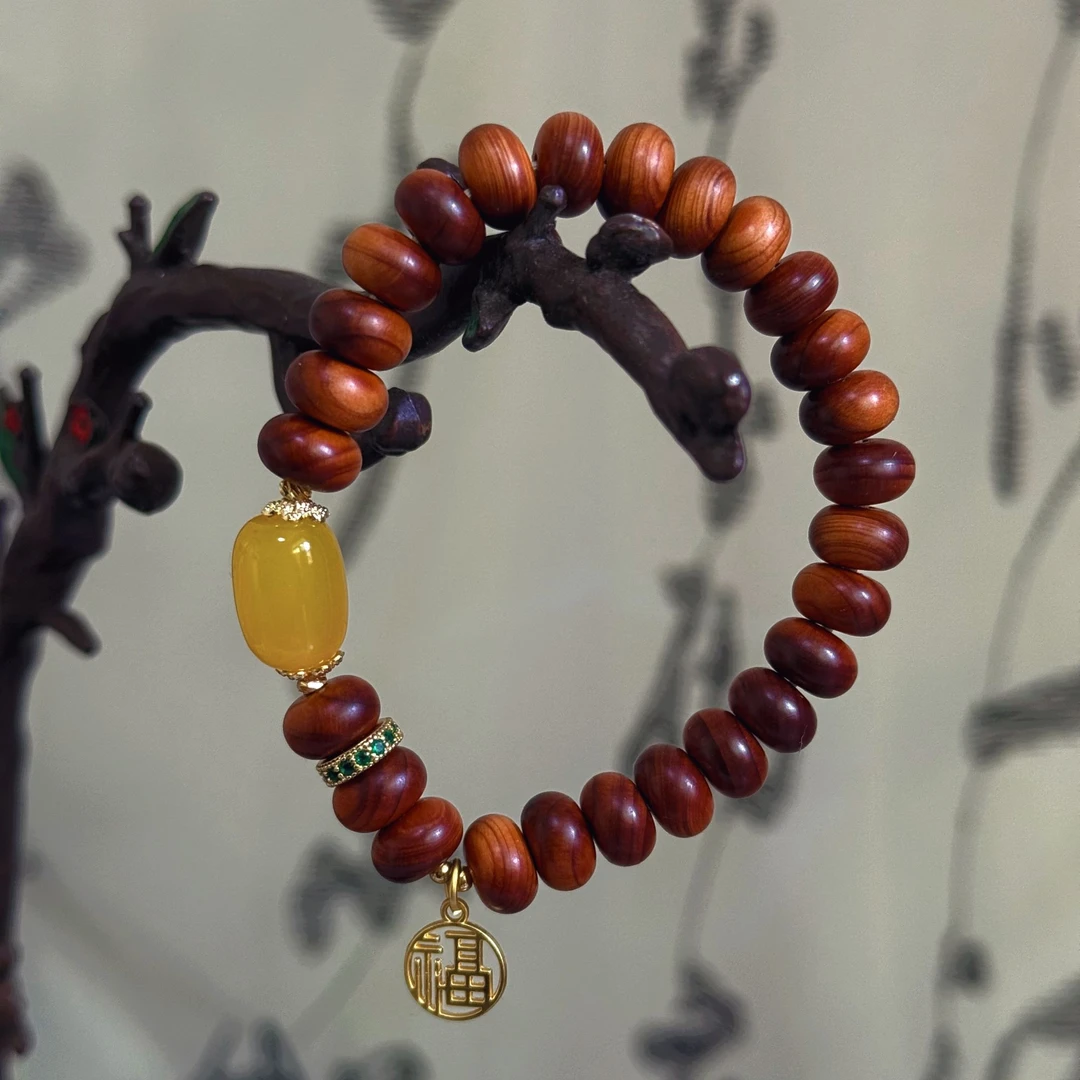 天然崖柏算盘珠单圈手串