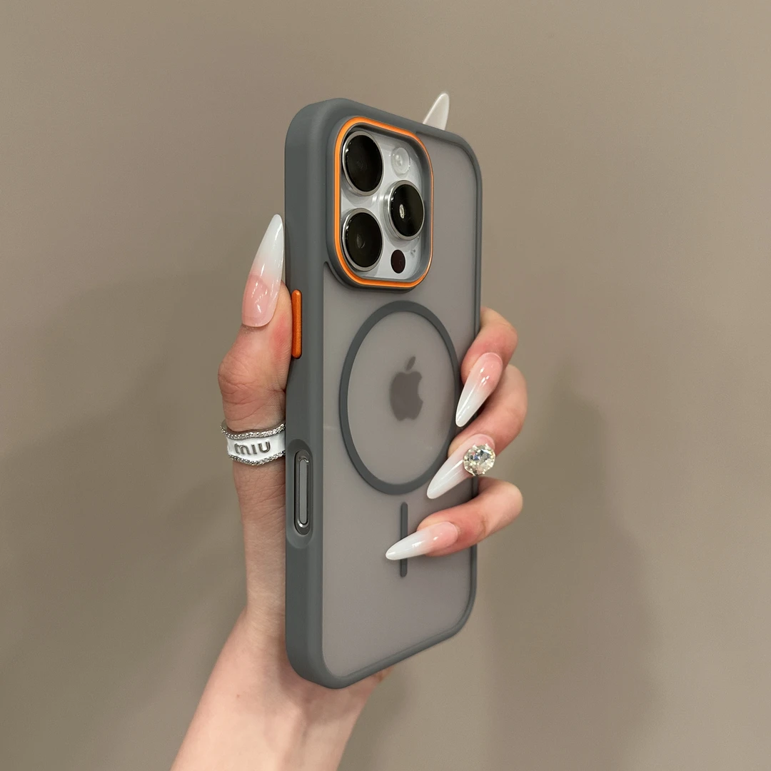 撞色半透磨砂磁吸适用16pro苹果iphone14手机壳高级15pro全包13pm