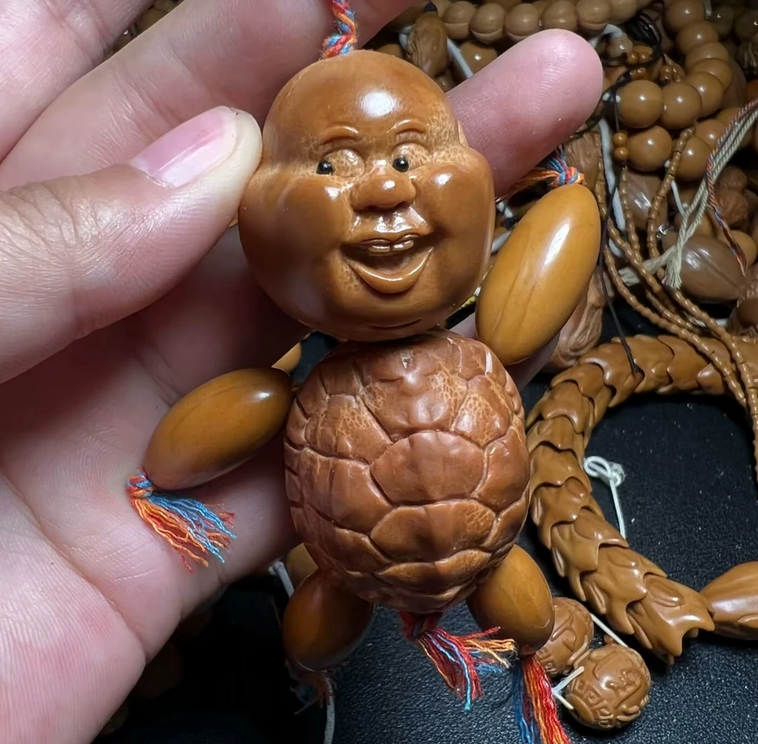 大橄榄核雕刻龟仙人网红小人手把件文玩