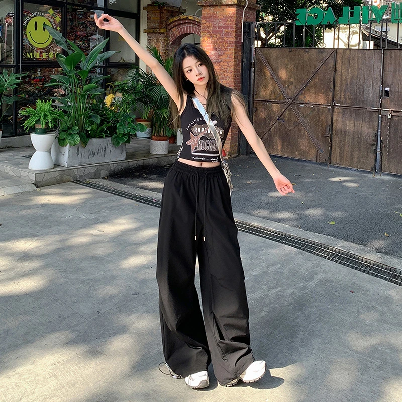 2025秋装街舞潮牌伞兵裤嘻哈美式跳舞裤子爵士休闲裤慵懒垂感拖地