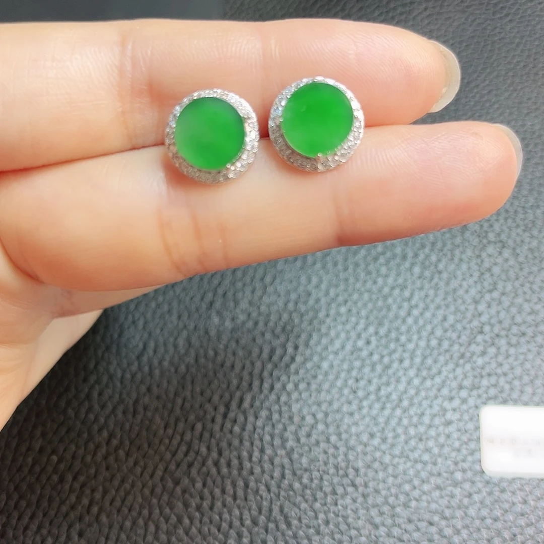 翡翠银S925镶嵌耳饰