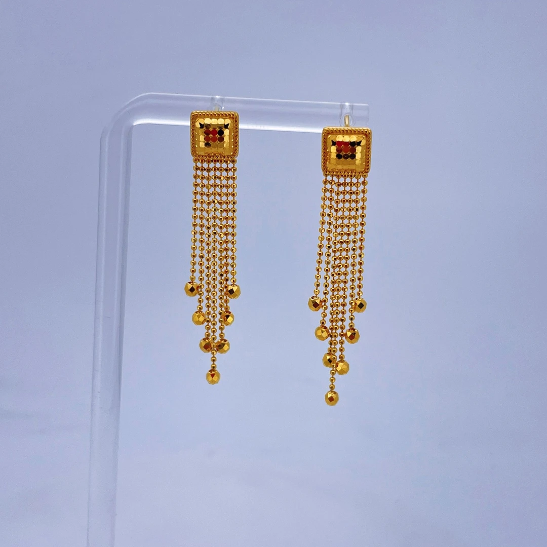 足金999黄金方形龙鳞金耳钉5.32 2406013512