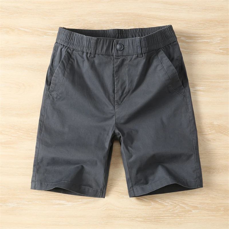 夏季男士休闲运动短裤男潮松紧腰五分裤纯棉水洗工装短裤外穿中裤