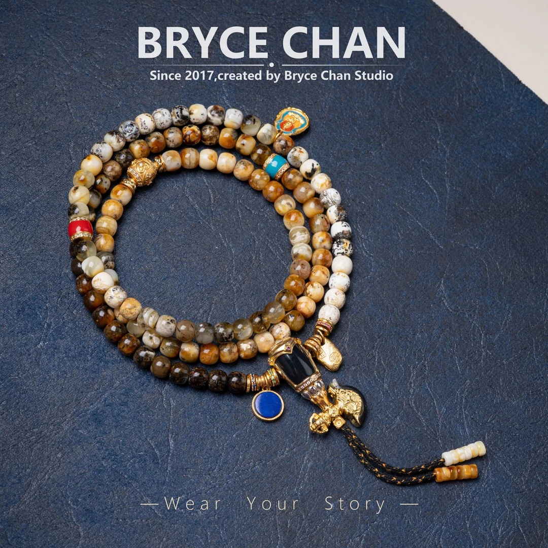 【耀今·奥利奥沁色妖孽老型珠蜜蜡多圈】（6.3mm·27.36g）108项链