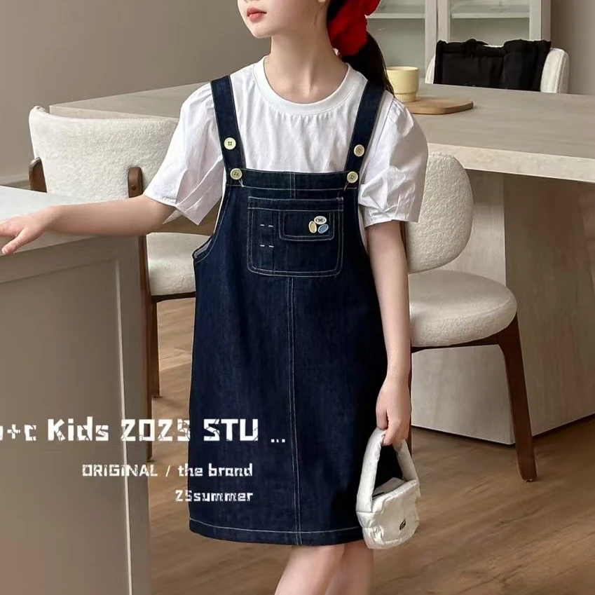 6753童装短袖背带裙套装