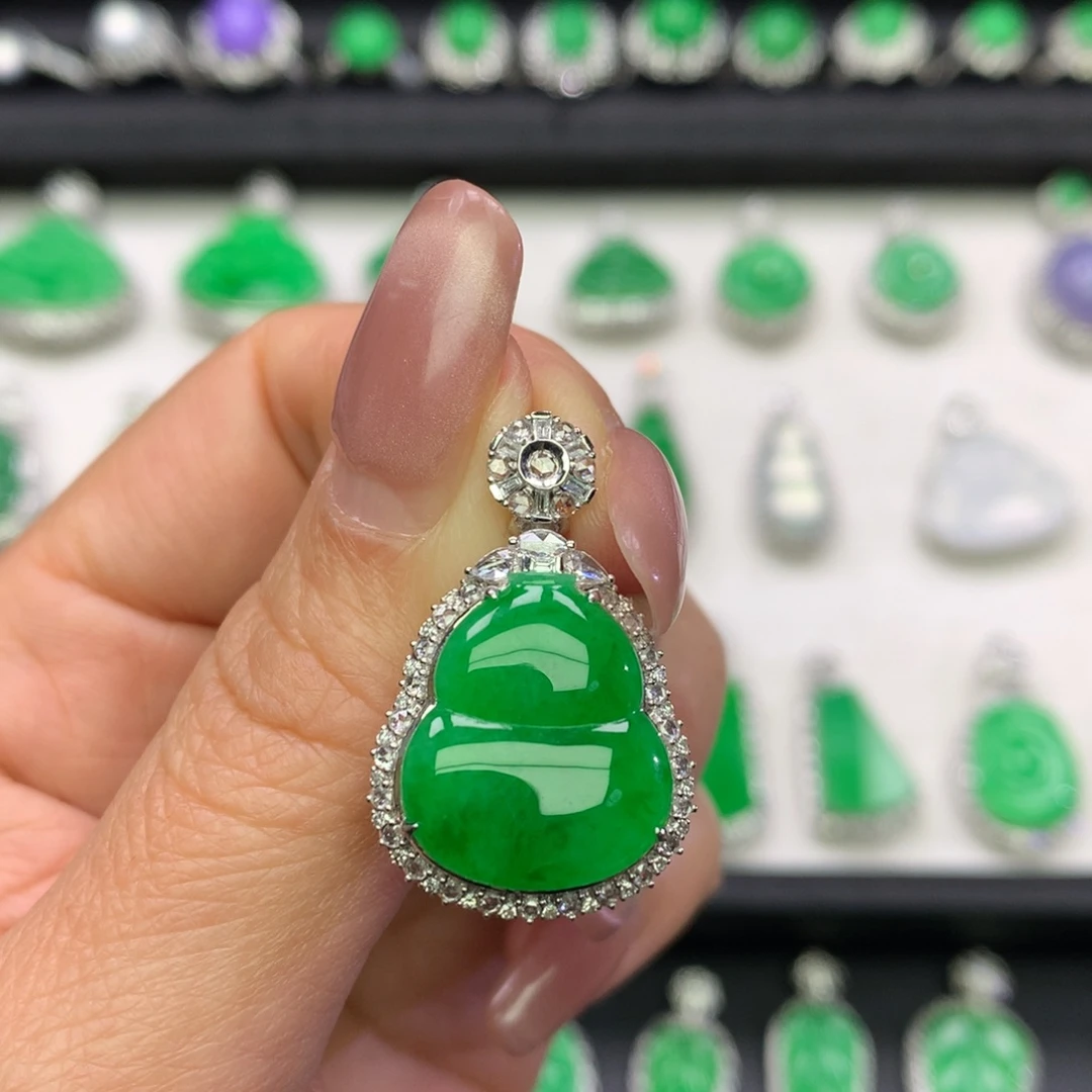 翡翠18K金镶嵌吊坠(不含链)