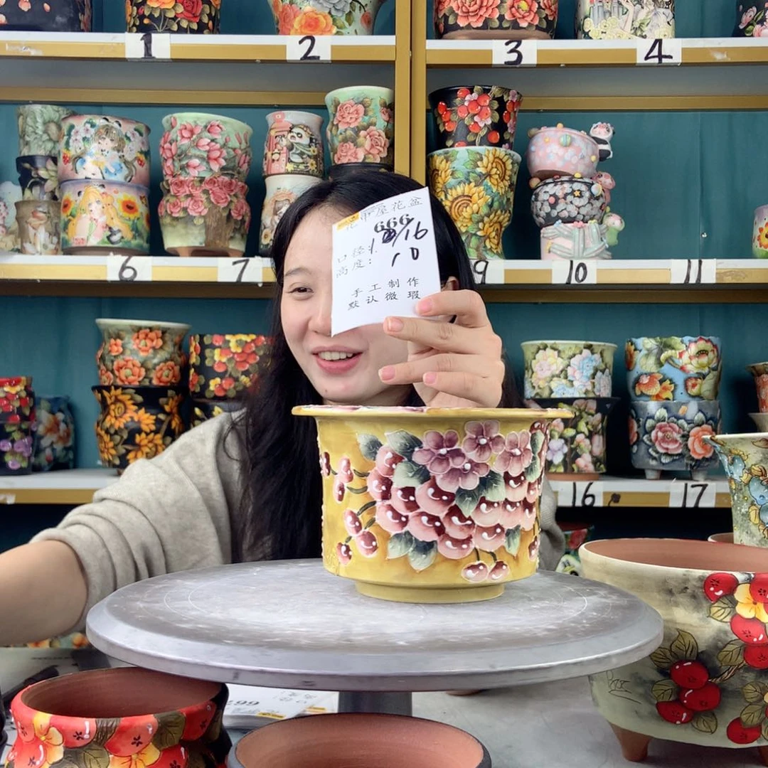 陶景德镇手工花盆666