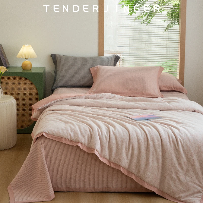 Tender Jinger纯棉色织双层纱提花懒人四季被