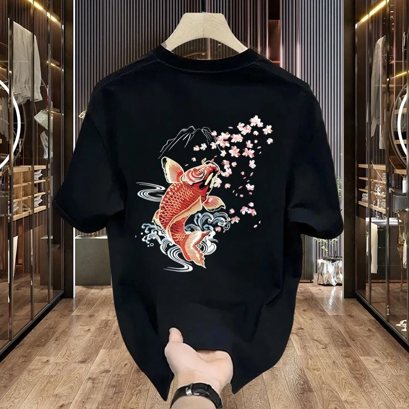 潮牌男士短袖T恤2025夏季新款时尚圆领印花休闲轻奢网红半袖上衣