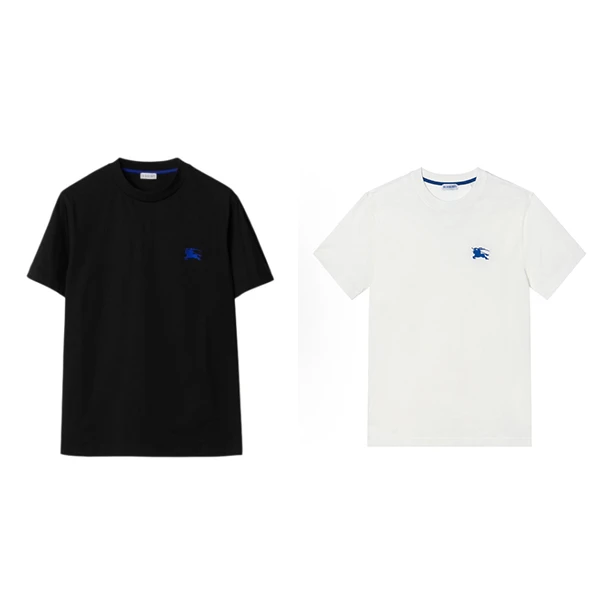 Burberry博柏利 纯色圆领修身短袖T恤 黑色白色