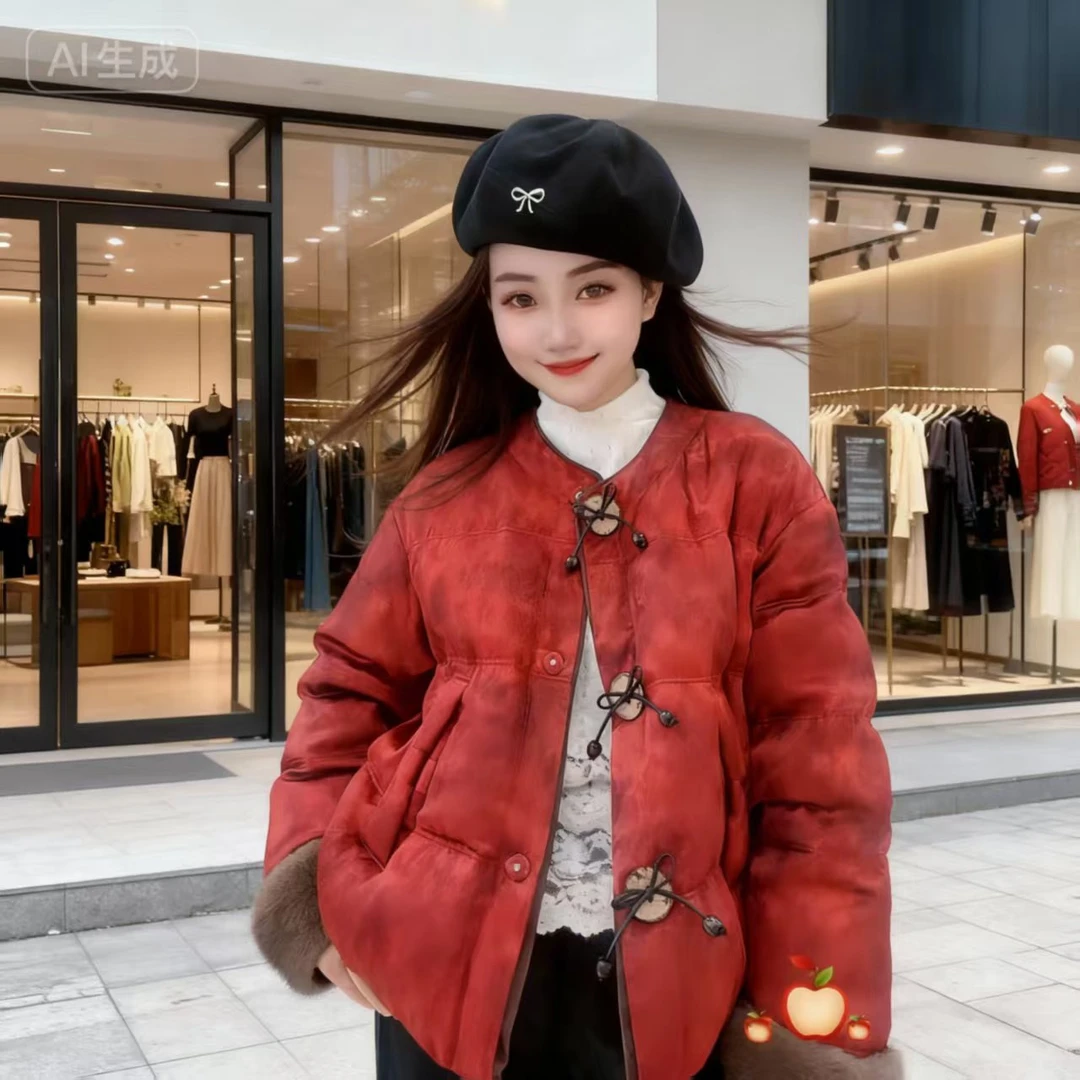 棉衣冬季厚款不褪色圆领秋冬女装常规棉服外套长袖短款