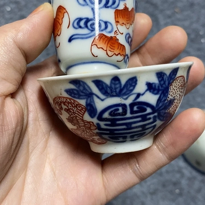 美***粉青花杯子,青花杯子