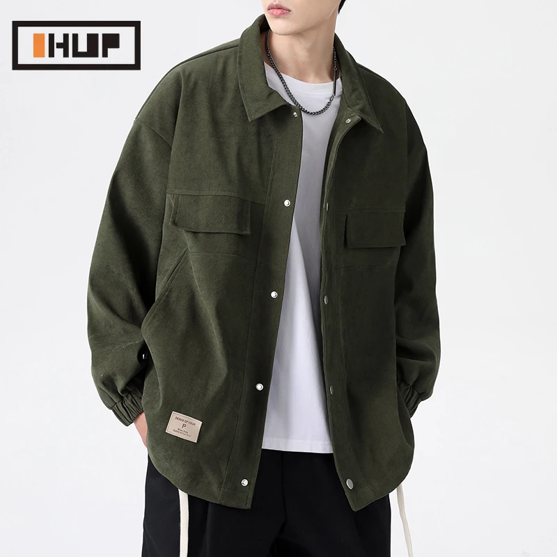 OHUP日系工装夹克男士春秋季2025新款复古男生美式翻领长袖潮外套