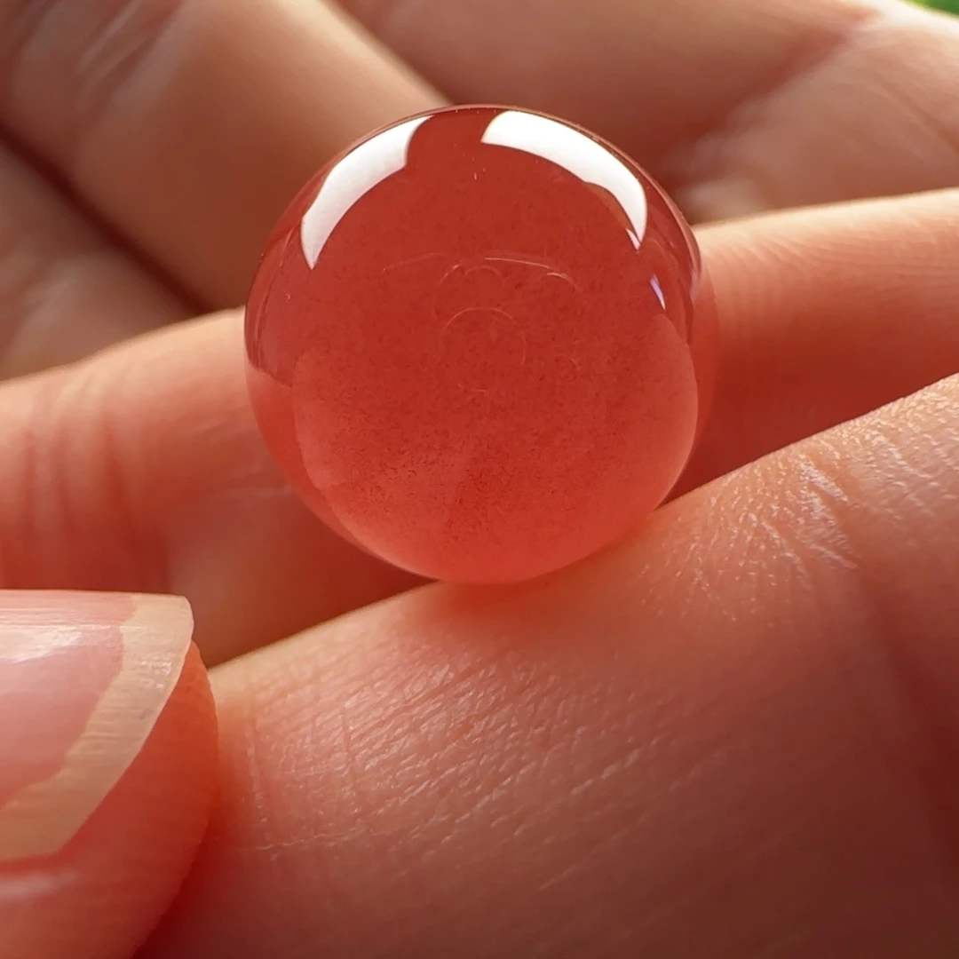 南红玛瑙未镶嵌圆珠：13.2水红满砂