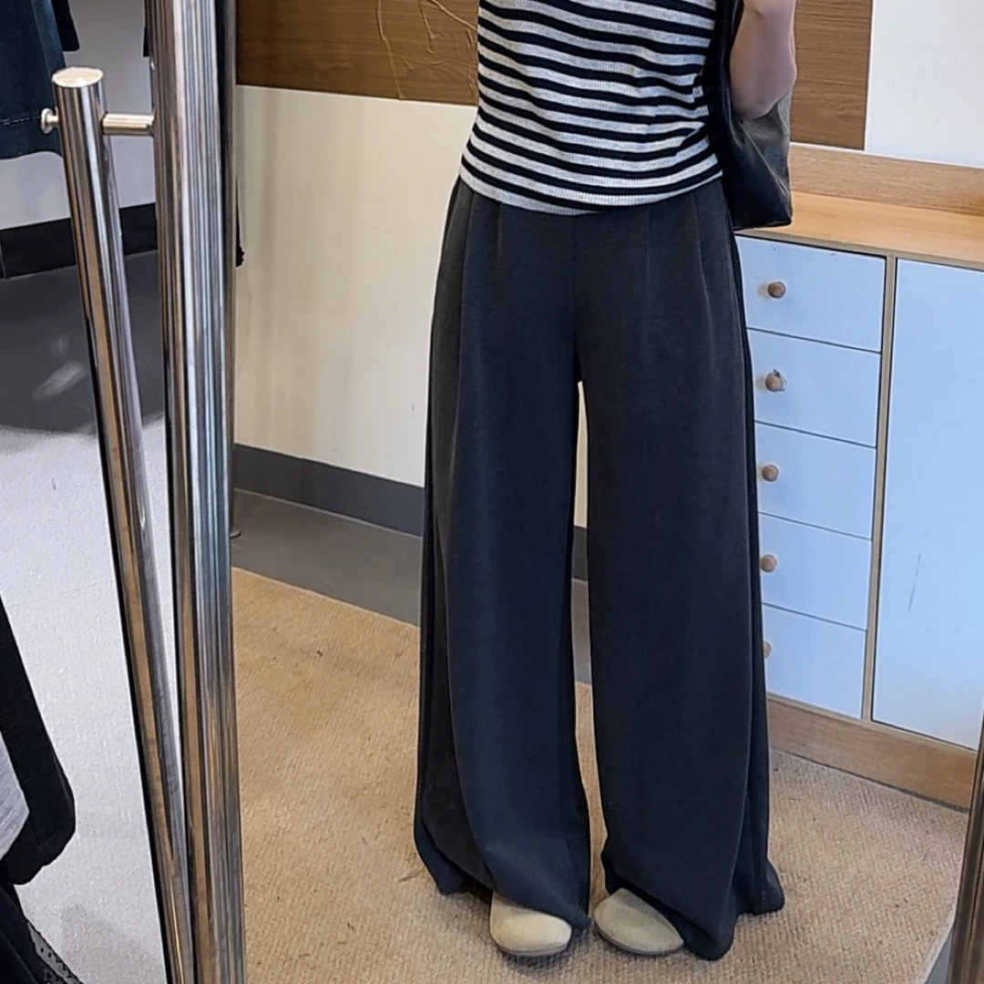 松弛感糯米裤 高腰显瘦垂感直筒休闲拖地裤秋显瘦遮胯