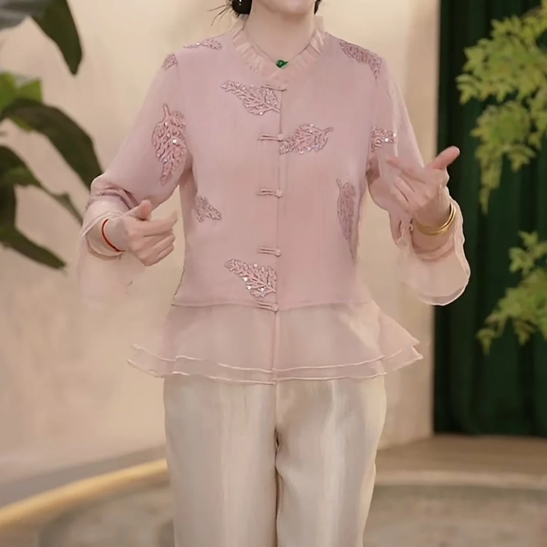妈妈装春夏装薄款时尚新国风上衣气质中年女装中年洋气上衣