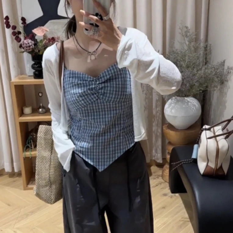 胖mm不规则吊带背心女夏外穿内搭设计感修身辣妹气质短款无袖上衣