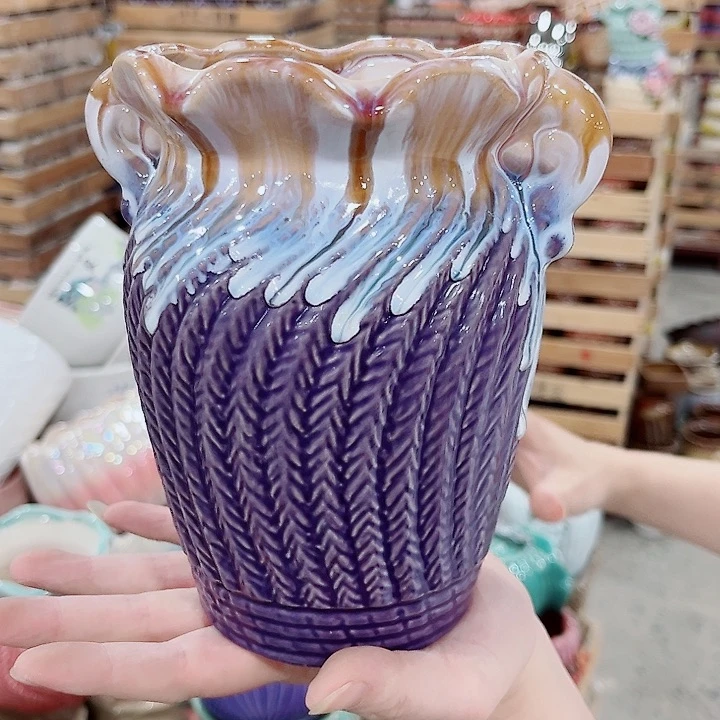 有孔.凑单10元陶瓷花盆发货！