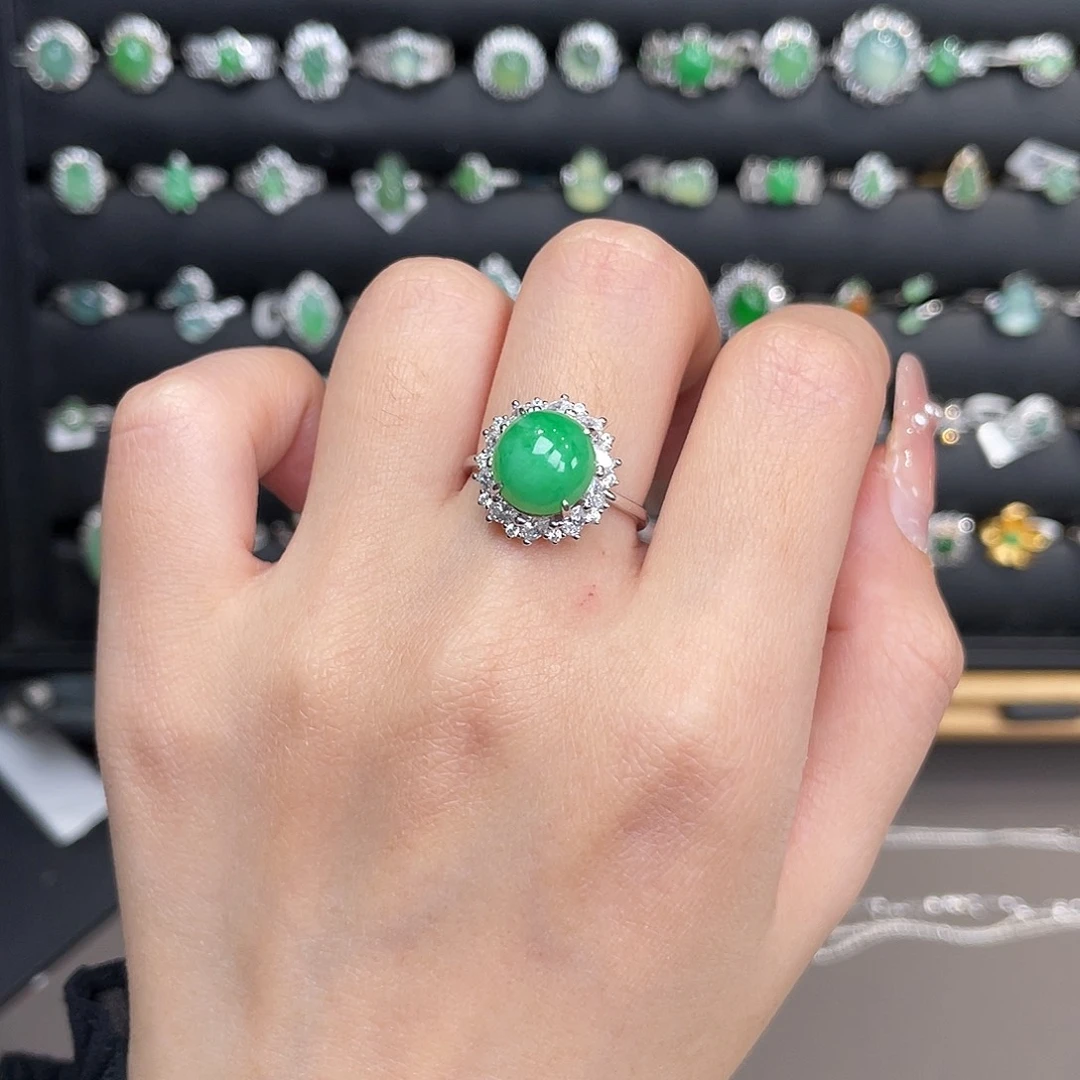 翡翠银S925镶嵌戒指