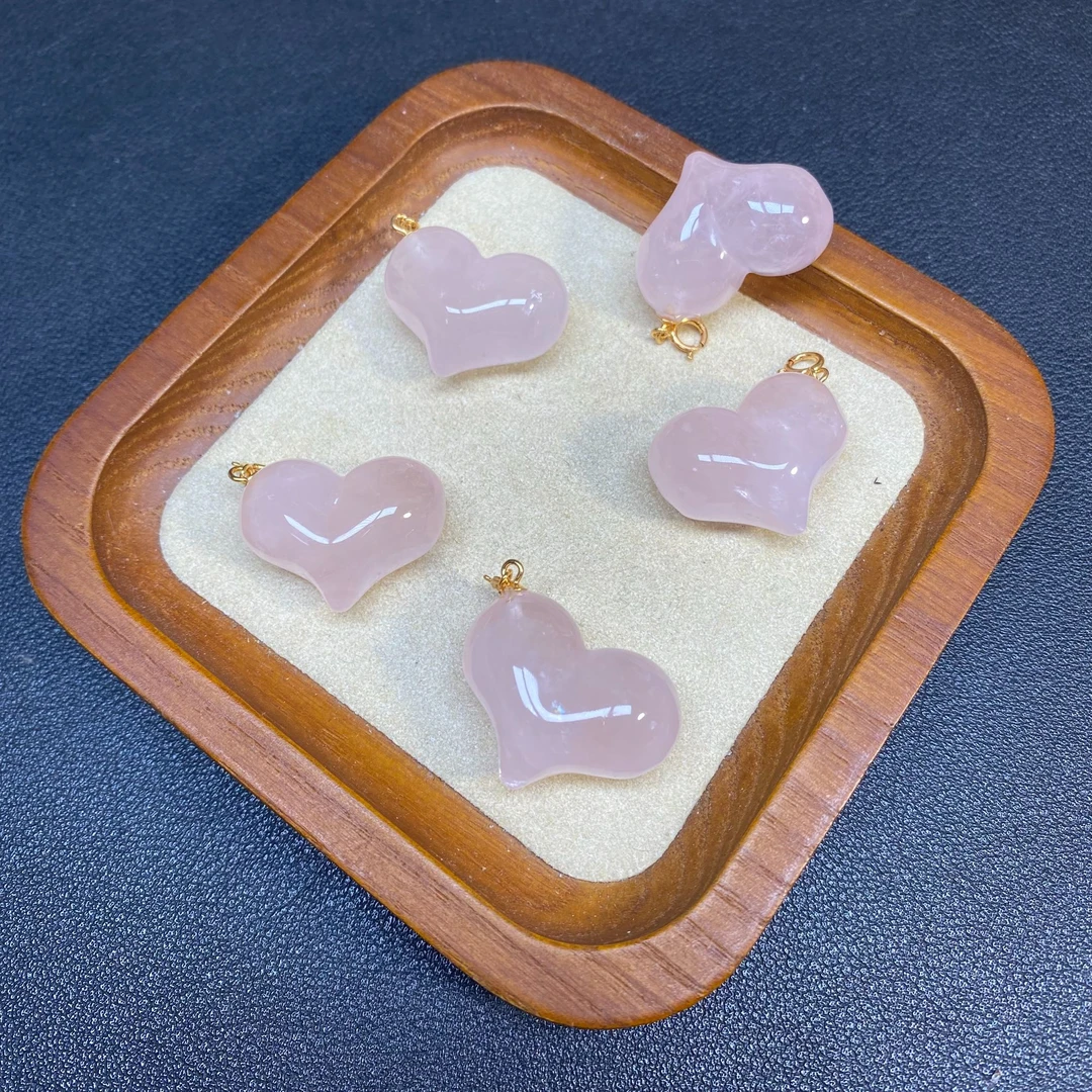 【粉水晶爱心吊坠】A900可爱少女天然粉气质时尚百搭