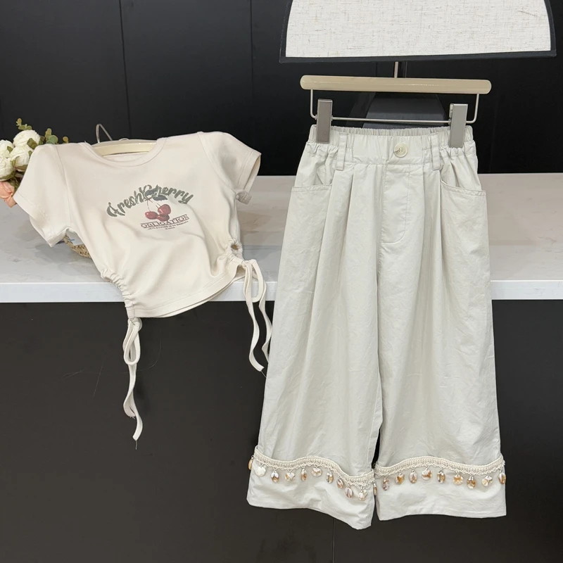 现货leomama【贝壳裤】女童宽松休闲裤春季时尚阔腿裤中大童裤子