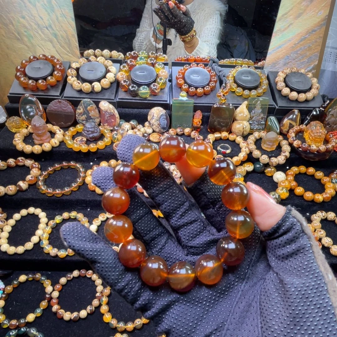 琥珀未镶嵌手串血蜜蜡15