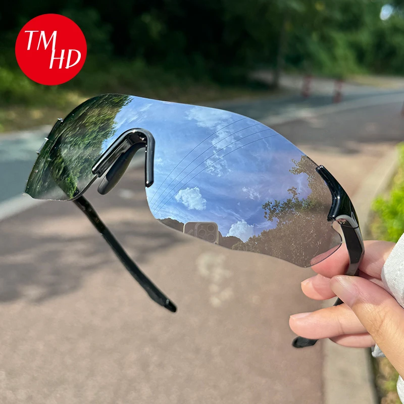 TMHD全天候跑步马拉松透明变色镜防风炫彩太阳镜骑行特巡警护目镜
