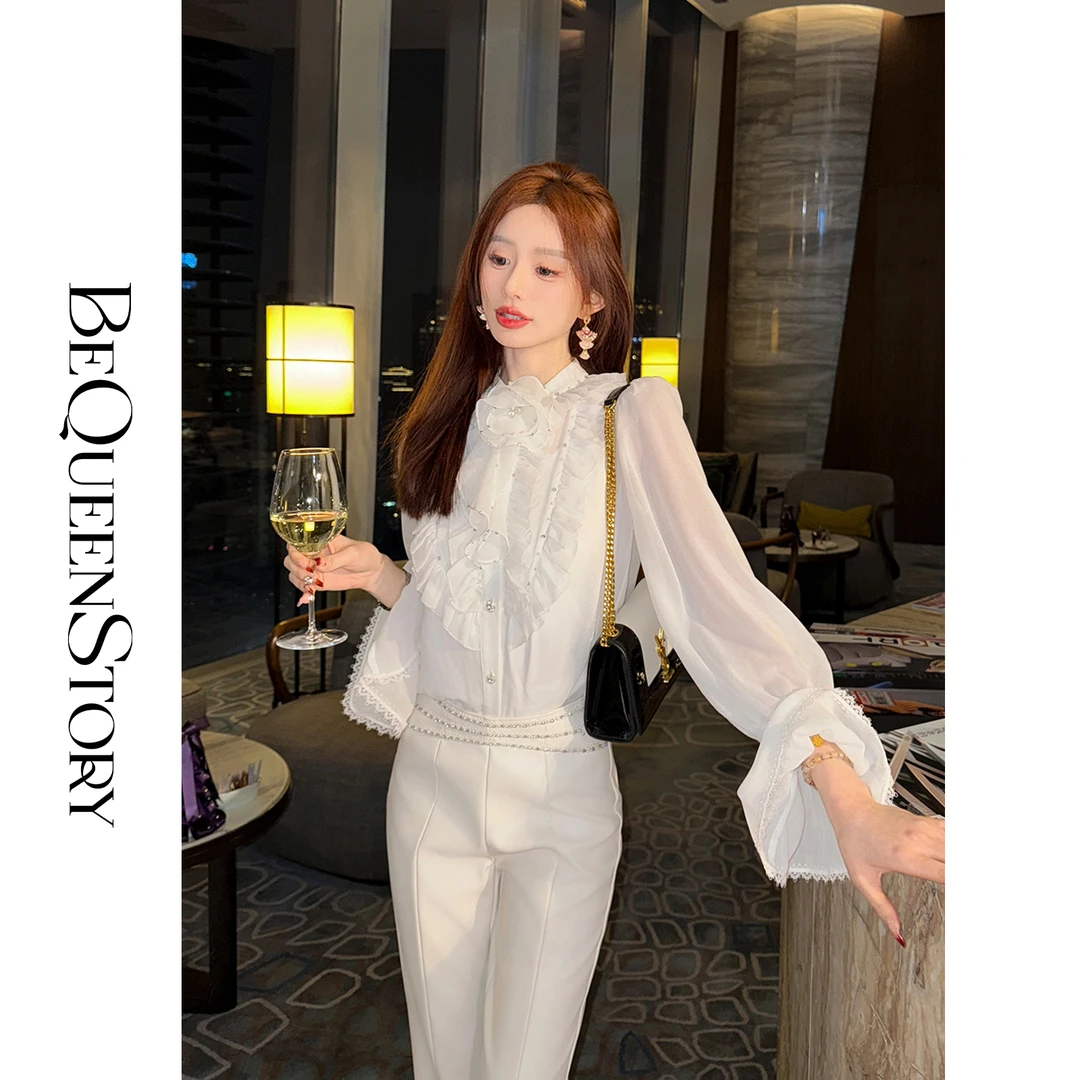 余潇潇【拜占庭圣歌】时尚荷叶边仙女气质欧若风衬衫2025新款