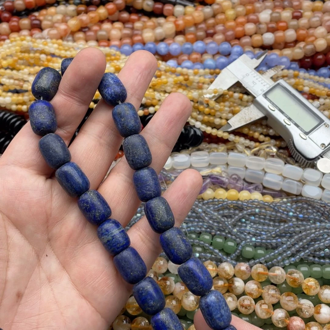 玛瑙/玉髓珠宝半成品未镶嵌一条装12*15左右青金桶珠