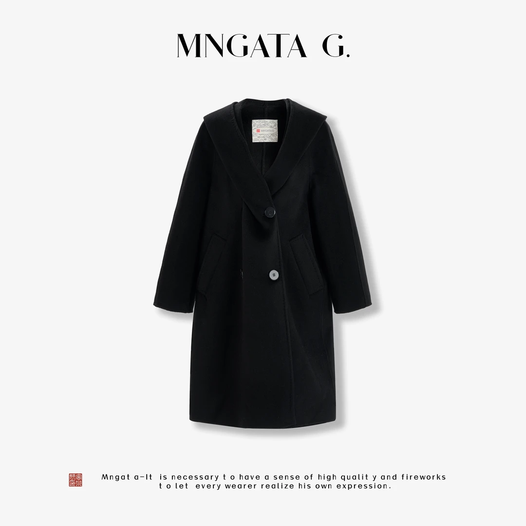 MNGATA G.宫小妍【知性羊绒】秋冬山羊绒休闲百搭长款外套5080658
