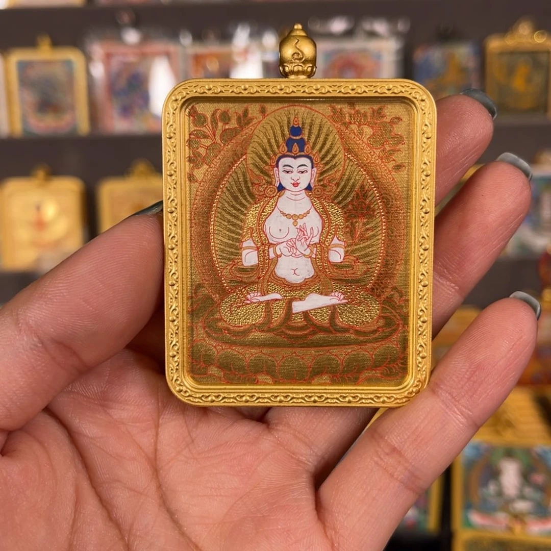 吊坠大势至青海热贡唐卡