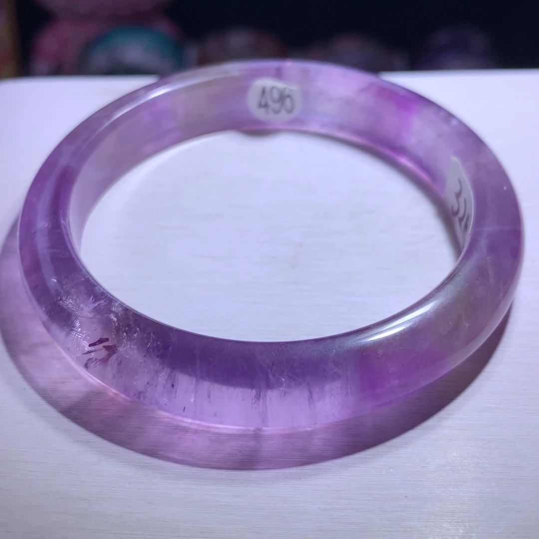 手镯水晶银S925镶嵌紫水60.5圈496