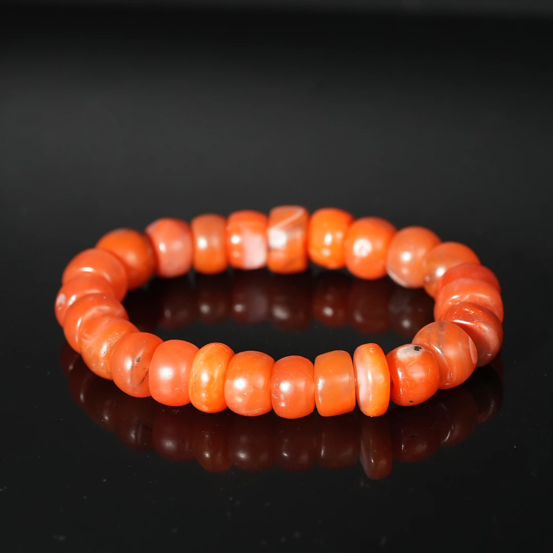 十九世纪南红玛瑙桶珠手串AAHAN250703032