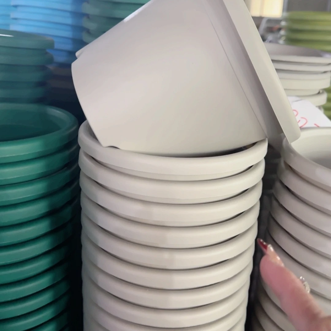 树脂四季盆3#无拖灰白微瑕10