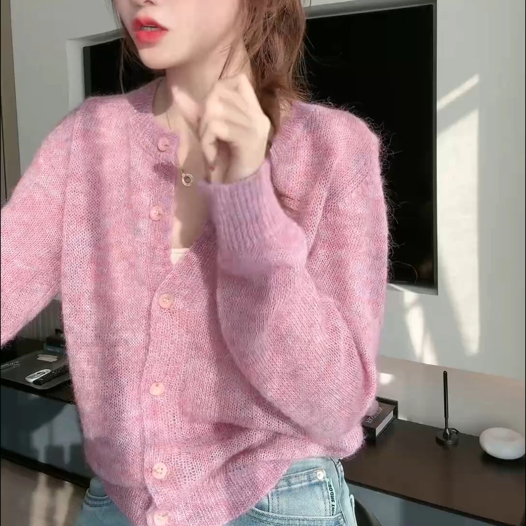 气质镂空时尚宽松洋气温柔减龄毛衣针织开衫LK2501188