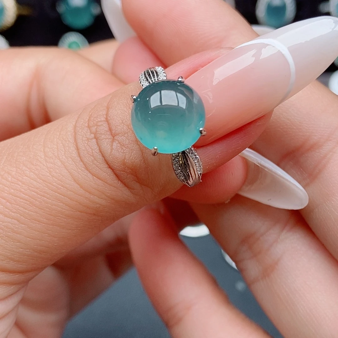 翡翠戒指银S925镶嵌55888