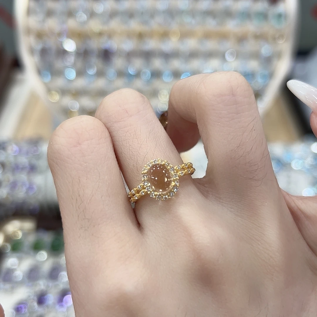 山***期银S925镶嵌戒指黄晶