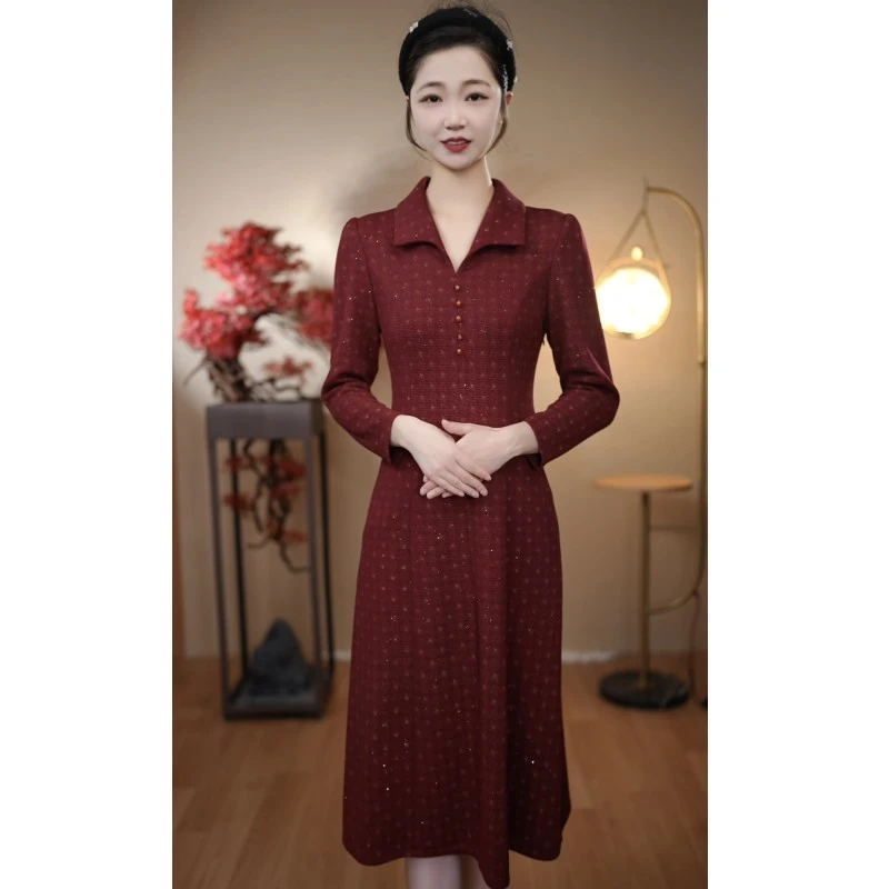（57号红色）2025夏季新款妈妈气质改良旗袍连衣裙【裙角飞扬】