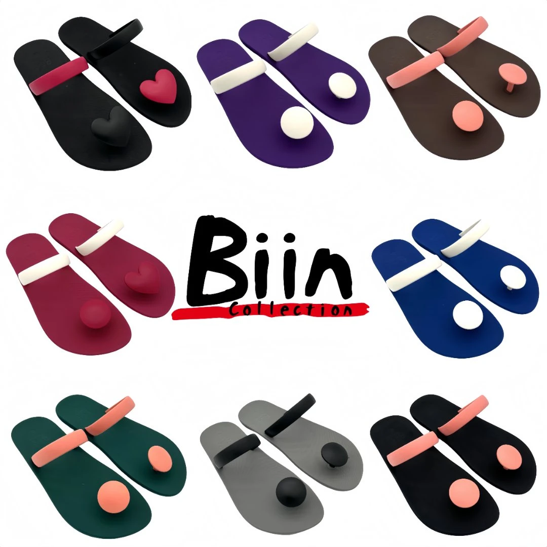 Biincollection25款春夏女式沙滩度假橡乳胶仙女风纤细圆款人字拖