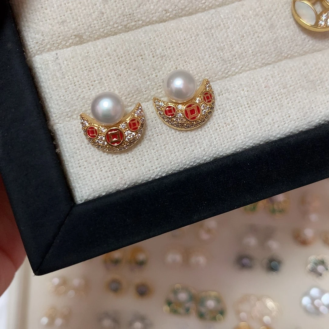 淡水珍珠耳饰合金