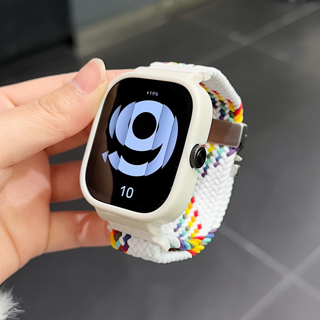 适用红米redmi watch5/4/3/2/1编织款机甲扣时尚3青春版带壳表带