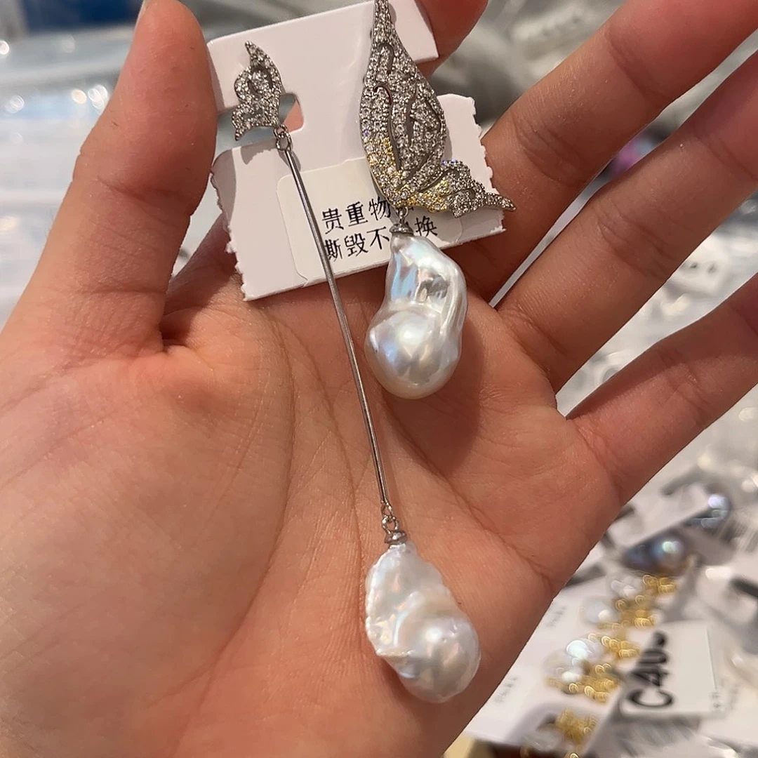 合金淡水珍珠耳饰