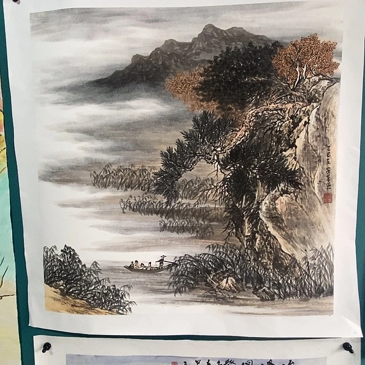 国画四尺斗方手绘山水