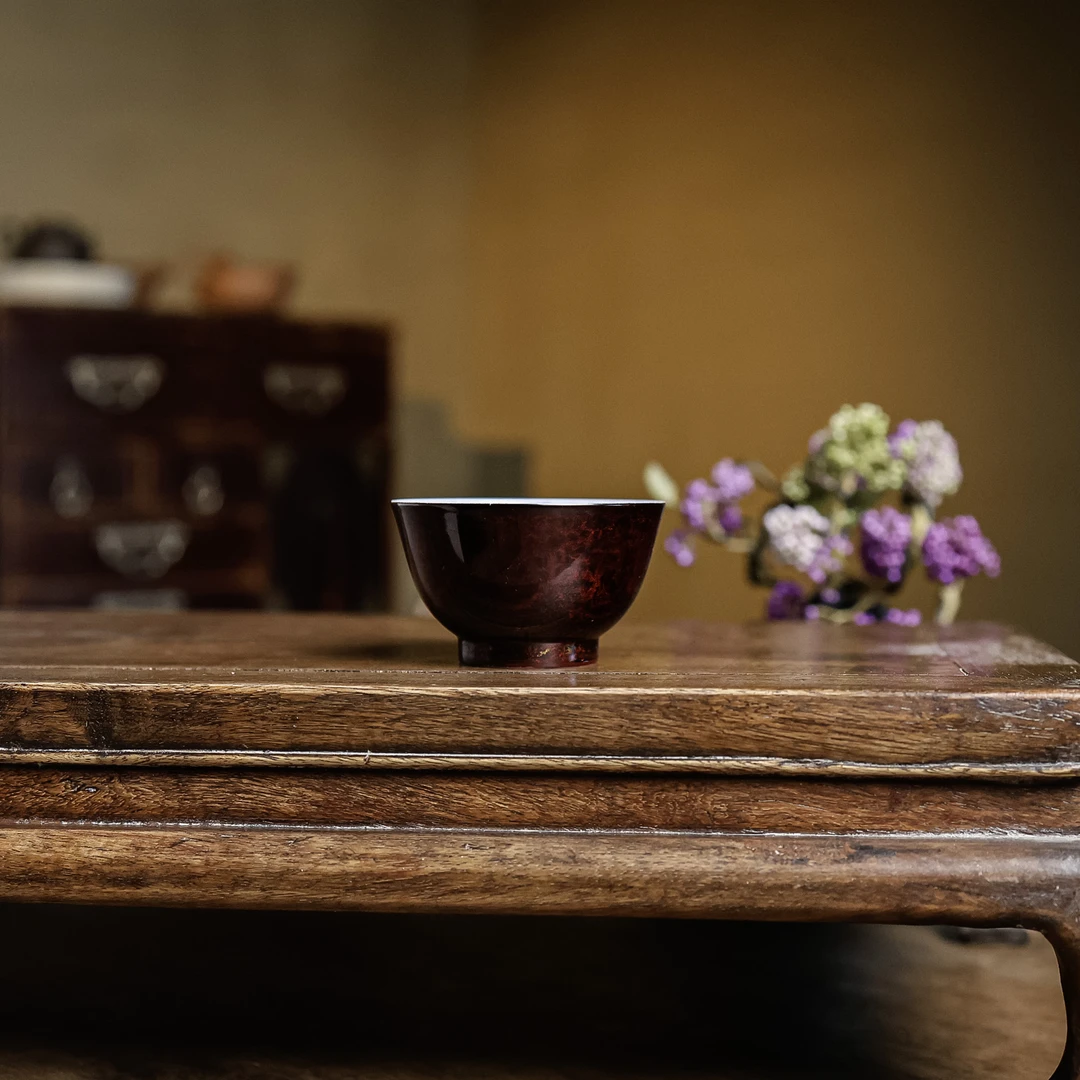 纳兰 青花杯红透（内绘冰梅）（林剑军0149）