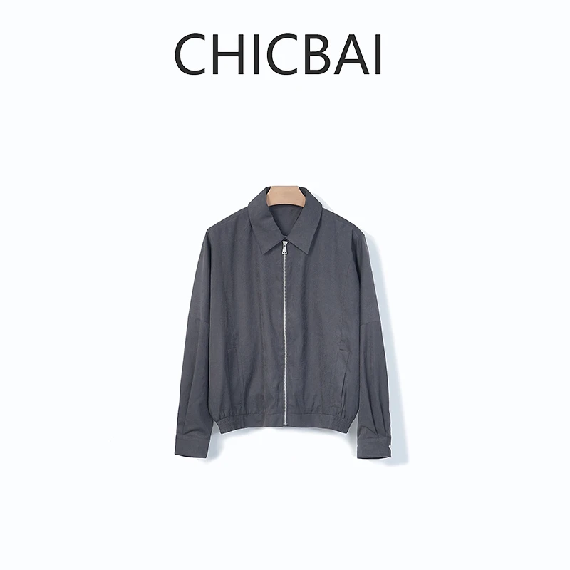 CHICBAI 柔软有型 抗皱肤感内撞格复古拉链夹克