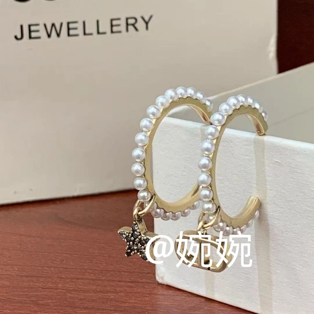 铜合金仿珍珠耳饰 1112韩版定制五角星猪鼻小米珠耳环